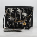 CHANEL Chain Shoulder Bag Tweed Black Gold CC Auth 126118SM-29