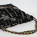 CHANEL Chain Shoulder Bag Tweed Black Gold CC Auth 126118SM-6