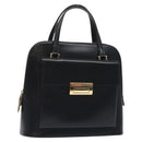 Salvatore Ferragamo Hand Bag Leather Black Gold Auth 126121-1