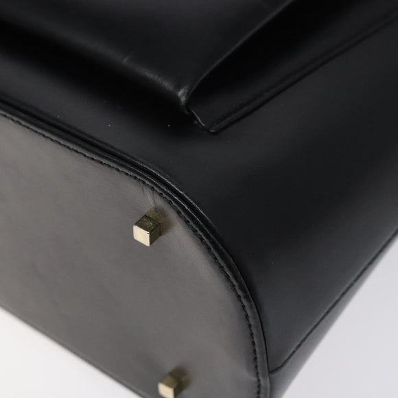 Salvatore Ferragamo Hand Bag Leather Black Gold Auth 126121