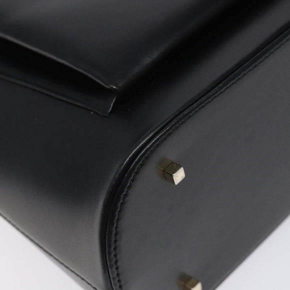 Salvatore Ferragamo Hand Bag Leather Black Gold Auth 126121