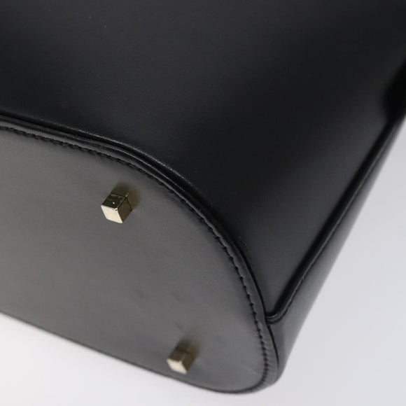 Salvatore Ferragamo Hand Bag Leather Black Gold Auth 126121