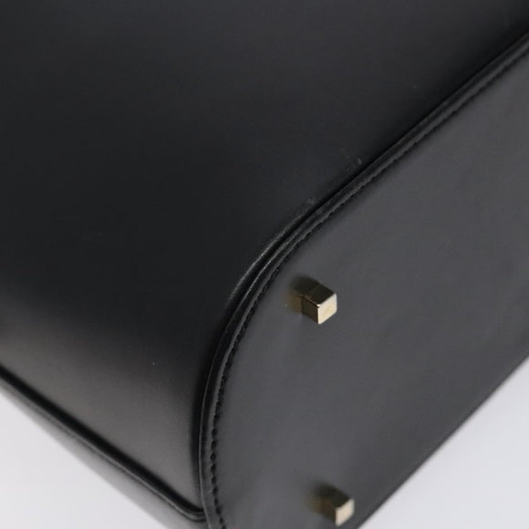 Salvatore Ferragamo Hand Bag Leather Black Gold Auth 126121