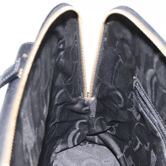 Salvatore Ferragamo Hand Bag Leather Black Gold Auth 126121