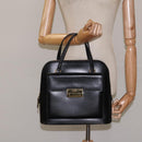 Salvatore Ferragamo Hand Bag Leather Black Gold Auth 126121-22