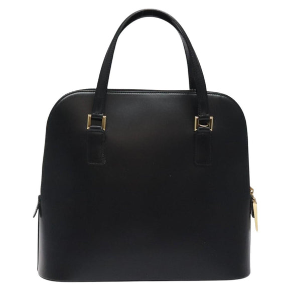 Salvatore Ferragamo Hand Bag Leather Black Gold Auth 126121