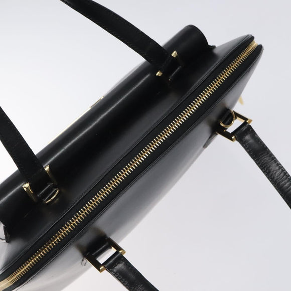 Salvatore Ferragamo Hand Bag Leather Black Gold Auth 126121