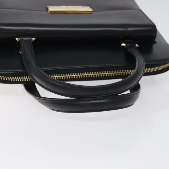 Salvatore Ferragamo Hand Bag Leather Black Gold Auth 126121