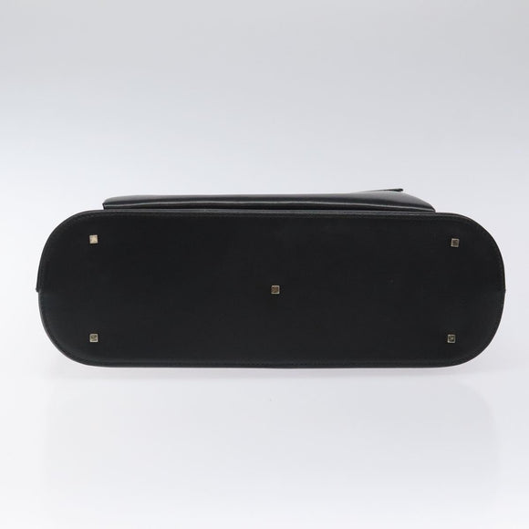 Salvatore Ferragamo Hand Bag Leather Black Gold Auth 126121