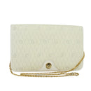 Christian Dior Honeycomb Canvas Chain Shoulder Bag PVC White Gold Auth 126123-1