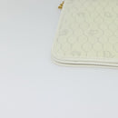 Christian Dior Honeycomb Canvas Chain Shoulder Bag PVC White Gold Auth 126123-14
