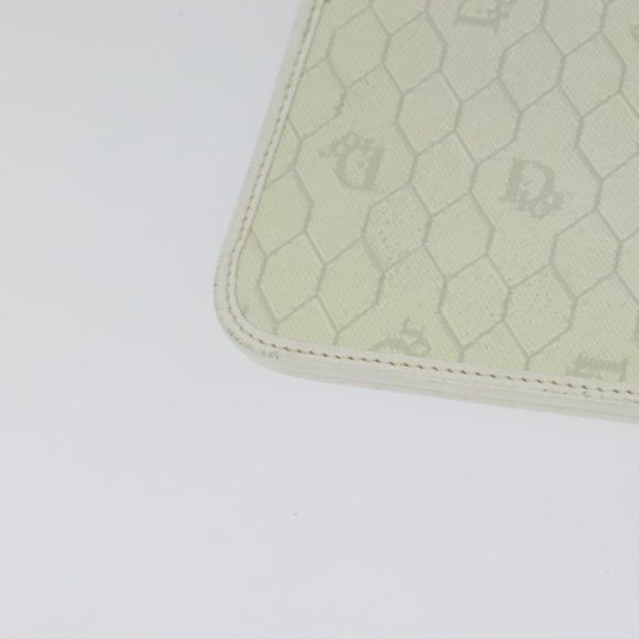 Christian Dior Honeycomb Canvas Chain Shoulder Bag PVC White Gold Auth 126123