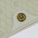 Christian Dior Honeycomb Canvas Chain Shoulder Bag PVC White Gold Auth 126123-14