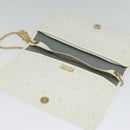 Christian Dior Honeycomb Canvas Chain Shoulder Bag PVC White Gold Auth 126123-15