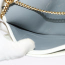 Christian Dior Honeycomb Canvas Chain Shoulder Bag PVC White Gold Auth 126123-19