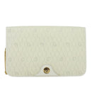 Christian Dior Honeycomb Canvas Chain Shoulder Bag PVC White Gold Auth 126123-2