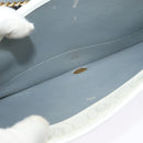 Christian Dior Honeycomb Canvas Chain Shoulder Bag PVC White Gold Auth 126123-20