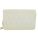 Christian Dior Honeycomb Canvas Chain Shoulder Bag PVC White Gold Auth 126123-2