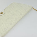 Christian Dior Honeycomb Canvas Chain Shoulder Bag PVC White Gold Auth 126123-6