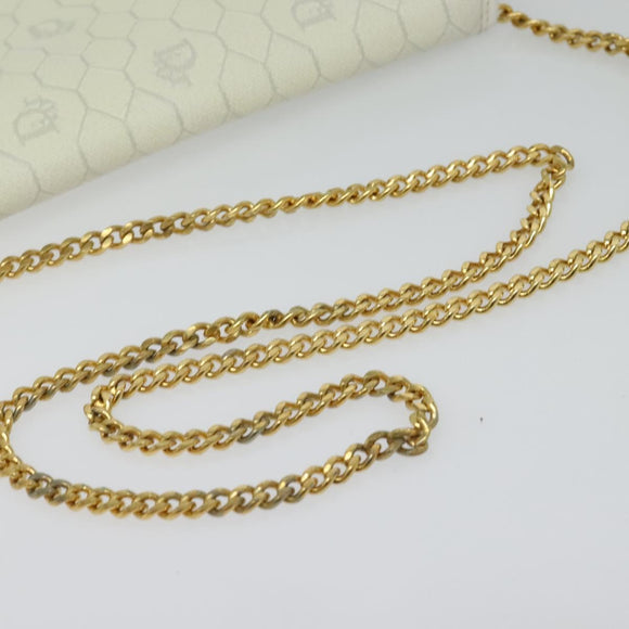 Christian Dior Honeycomb Canvas Chain Shoulder Bag PVC White Gold Auth 126123