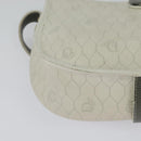 Christian Dior Honeycomb Canvas Shoulder Bag PVC White Gold Auth 126124-15