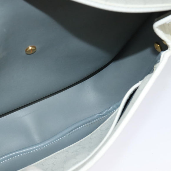 Christian Dior Honeycomb Canvas Shoulder Bag PVC White Gold Auth 126124