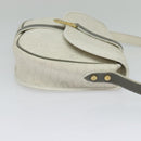 Christian Dior Honeycomb Canvas Shoulder Bag PVC White Gold Auth 126124-4