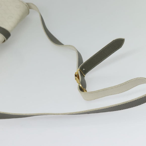 Christian Dior Honeycomb Canvas Shoulder Bag PVC White Gold Auth 126124