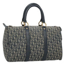 Christian Dior Trotter Canvas Boston Bag Navy Gold Auth 126126-1