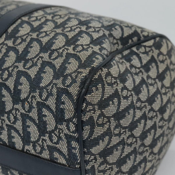 Christian Dior Trotter Canvas Boston Bag Navy Gold Auth 126126