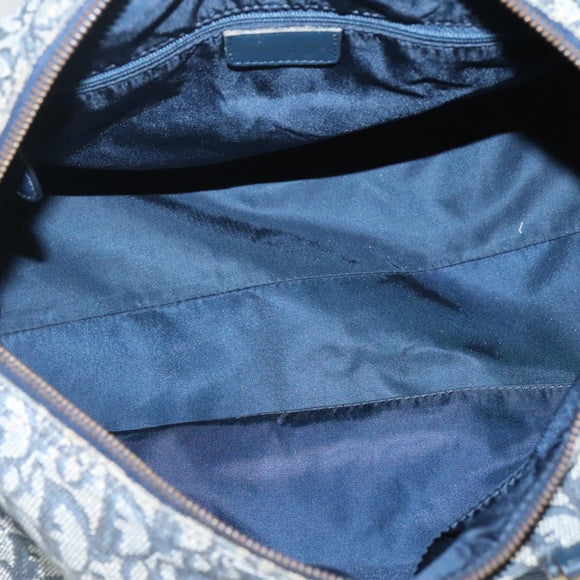 Christian Dior Trotter Canvas Boston Bag Navy Gold Auth 126126