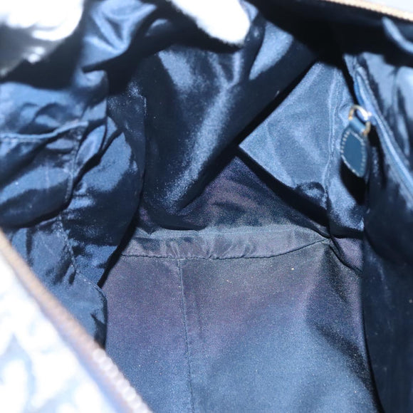 Christian Dior Trotter Canvas Boston Bag Navy Gold Auth 126126