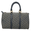 Christian Dior Trotter Canvas Boston Bag Navy Gold Auth 126126-13