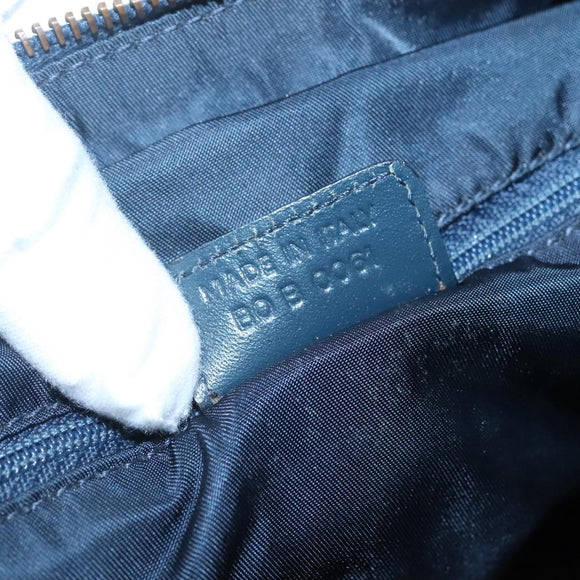 Christian Dior Trotter Canvas Boston Bag Navy Gold Auth 126126