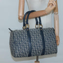 Christian Dior Trotter Canvas Boston Bag Navy Gold Auth 126126-21