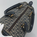Christian Dior Trotter Canvas Boston Bag Navy Gold Auth 126126-6