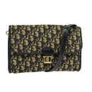 Christian Dior Trotter Canvas Shoulder Bag Navy Gold Auth 126127-1