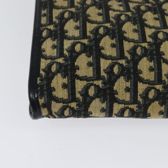 Christian Dior Trotter Canvas Shoulder Bag Navy Gold Auth 126127