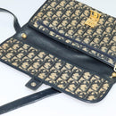 Christian Dior Trotter Canvas Shoulder Bag Navy Gold Auth 126127-10