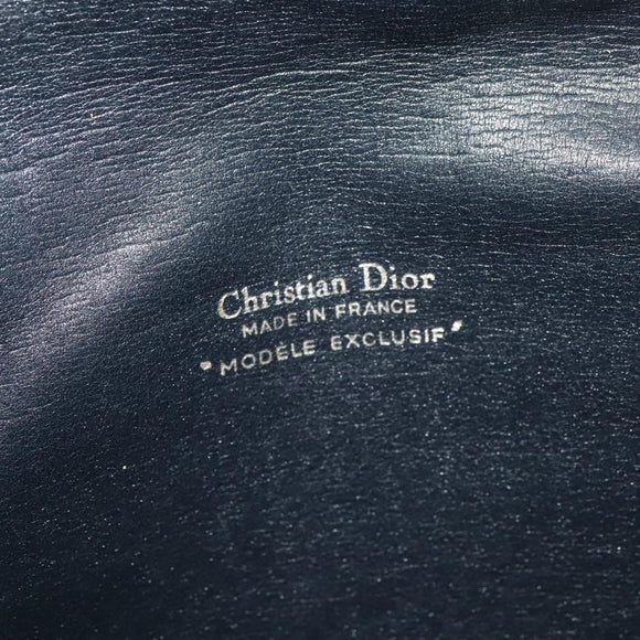 Christian Dior Trotter Canvas Shoulder Bag Navy Gold Auth 126127