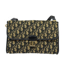 Christian Dior Trotter Canvas Shoulder Bag Navy Gold Auth 126127-13