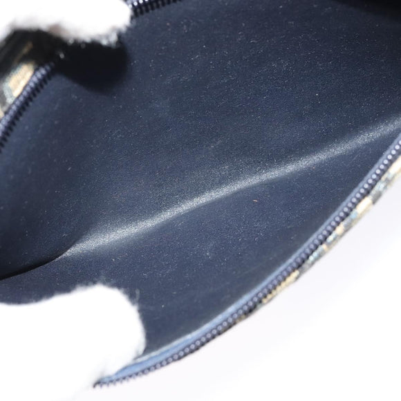 Christian Dior Trotter Canvas Shoulder Bag Navy Gold Auth 126127