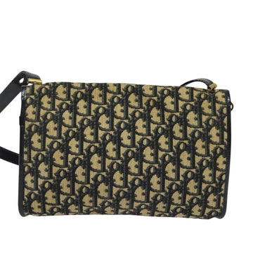 Christian Dior Trotter Canvas Shoulder Bag Navy Gold Auth 126127 - 0