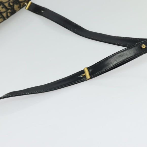 Christian Dior Trotter Canvas Shoulder Bag Navy Gold Auth 126127