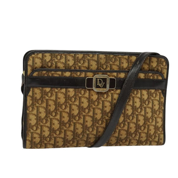 Christian Dior Trotter Canvas Shoulder Bag Beige Auth 126128