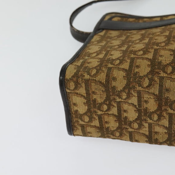 Christian Dior Trotter Canvas Shoulder Bag Beige Auth 126128