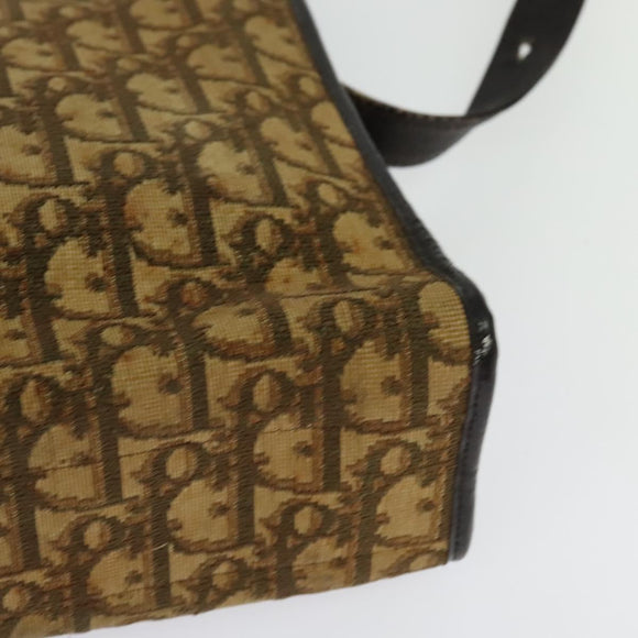 Christian Dior Trotter Canvas Shoulder Bag Beige Auth 126128