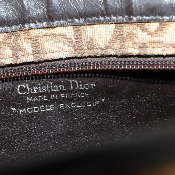 Christian Dior Trotter Canvas Shoulder Bag Beige Auth 126128