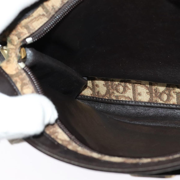Christian Dior Trotter Canvas Shoulder Bag Beige Auth 126128