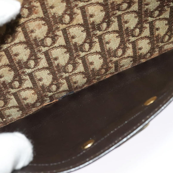 Christian Dior Trotter Canvas Shoulder Bag Beige Auth 126128
